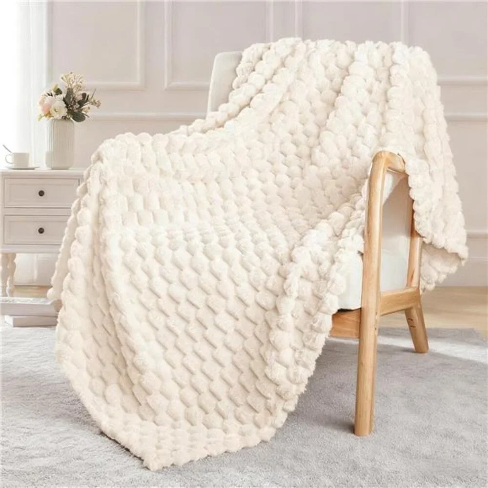 Extra Large Fleece Throw Blanket for Couch, 50x70 Inches Stylish Jacquard Soft